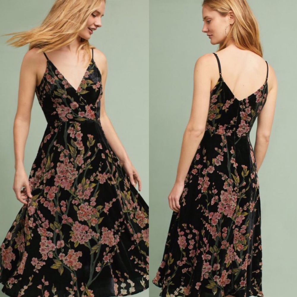 Anthropologie velvet midi dress